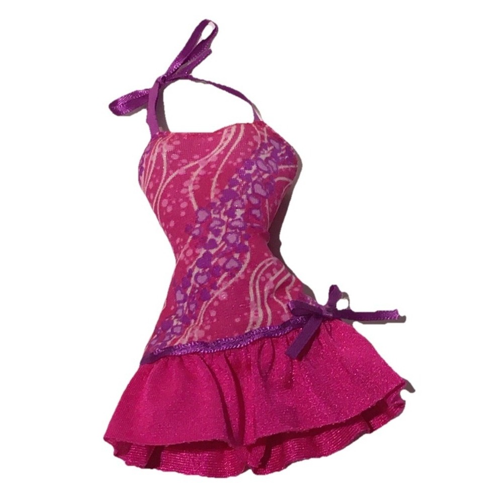 Vintage‎ Barbie Glam Hair Doll Dress 2012 Pink Purple Cocktail Hearts Fits 12"